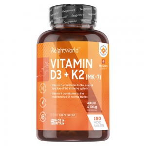 Vitamin D3 + K2 Vitamin D3 + K2 Tabletter | Kosttilskud til vedligeholdelse af normale knogler og normalt fungerende immunsystem