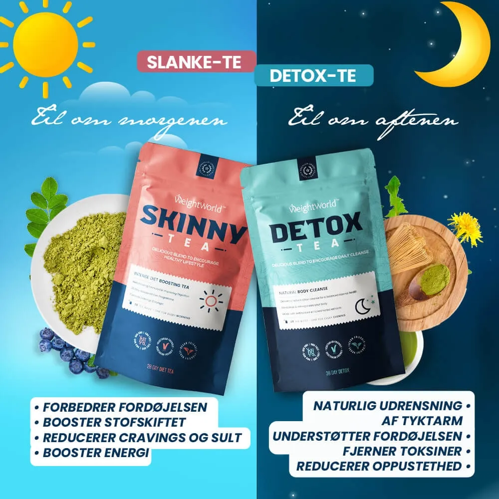 Slanke & Detox Te Kombipakke til vægttab og udrensning af kroppen