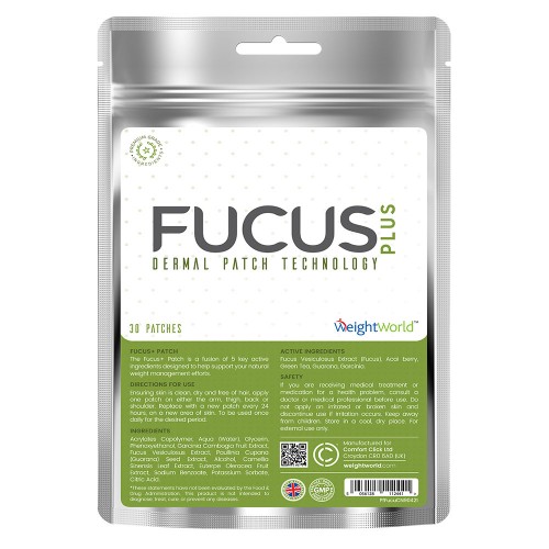 Fucus Slankeplaster - 30 Plaster - Med Fucus Vesiculosus - Beriget Med Grøn Te, Acai & Guarana - Let & Hurtig Anvendelse - Behagelig & Diskret At Bære
