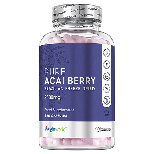 Acai Kapsler med frysetørret acaibær-ekstrakt fra Brasilien - 2 måneders forbrug af 2600mg daglig dosering