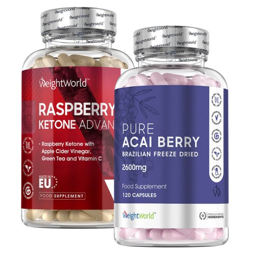 Raspberry Ketone Plus & Pure Acai Piller For Fedtforbrænding & Energi - 100 % naturligt - Spar Ved At Købe Kombinationspakken - Vegansk