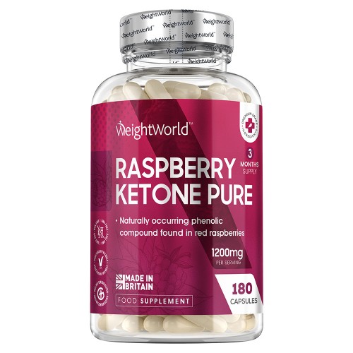 Raspberry Ketone Pure - 90 kapsler med hindbær ketoner - 1200mg pr daglig dosis - Øger stofskiftet og fremmer fedtforbrænding - Vegetarisk & vegansk