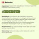 Berberine-tilskuds etiket med ingredienser og brugsanvisning.