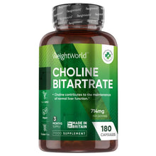 Choline bitartrat kapsler fra WeightWorld, 714 mg pr. portion, 180 kapsler