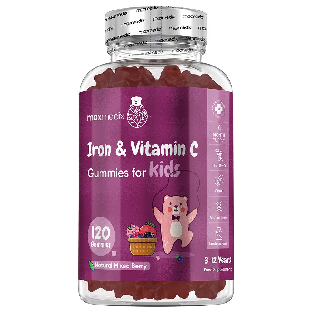 Vingummier til børn med jern og C-vitamin i lilla flaske, 120 styk