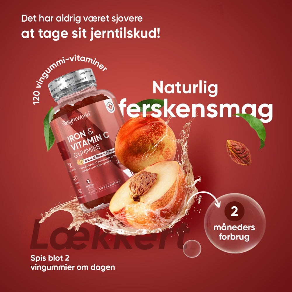 WeightWorld jern- og C-vitamin vingummier i flaske med frugtstænk