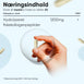 Marin kollagen 1200 mg-kapsler: hånd holder kapsel, infografik