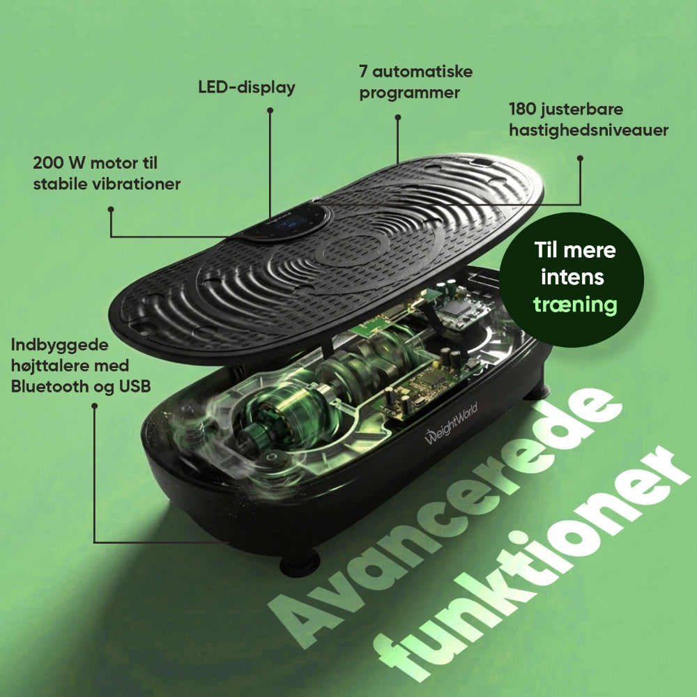 Vibrationstræner Pro med synlige indre mekanismer og vibrationsmotorer
