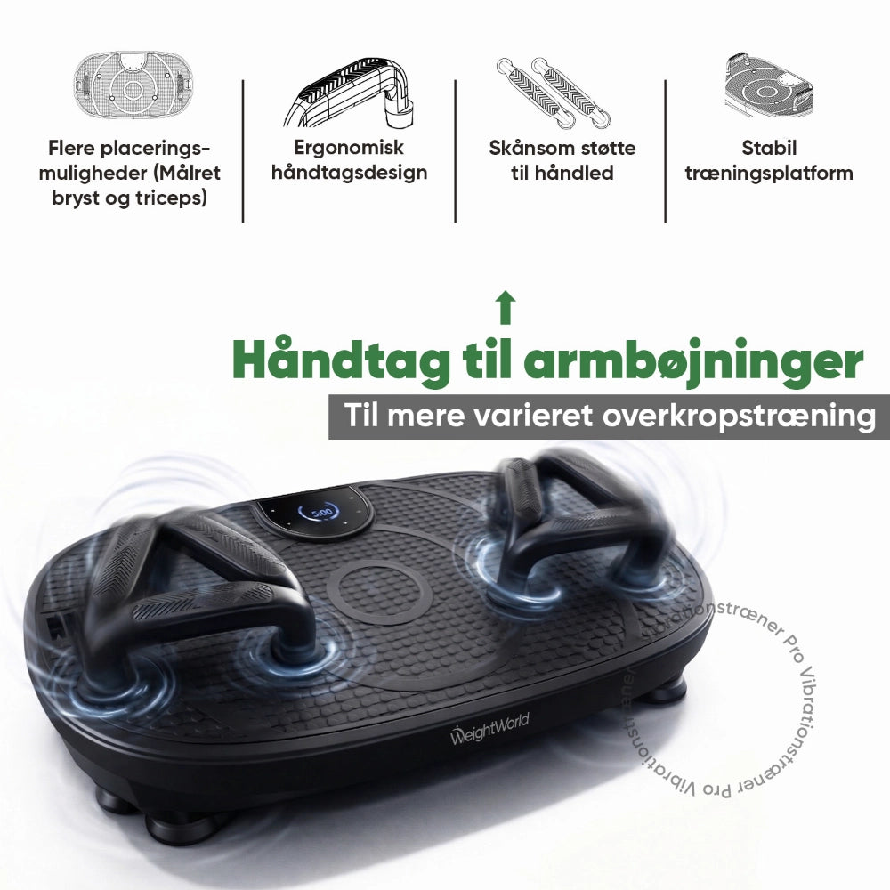 Vibrationstræner Pro med håndtag monteret til overkropsøvelser