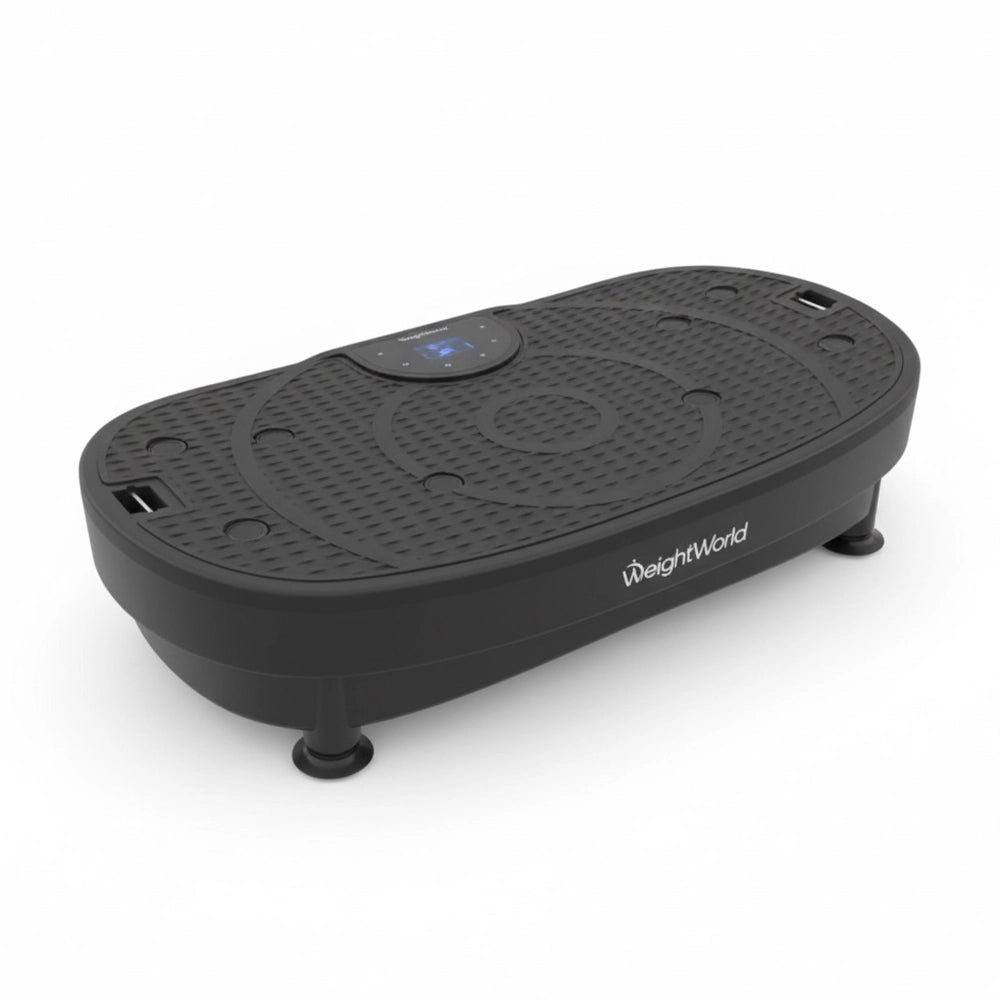 Vibrationstræner Pro i sort med indbygget kontrolpanel og justerbare fødder