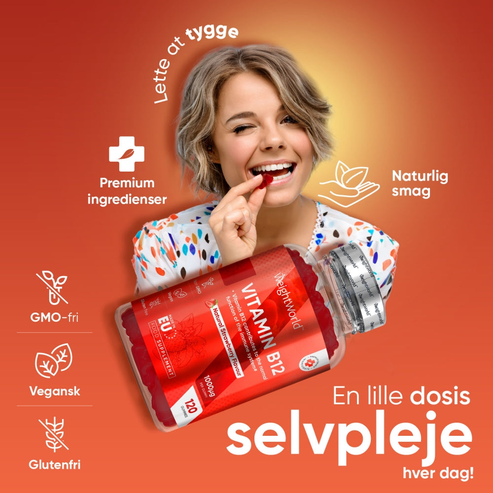 WeightWorld Vitamin B12-vingummier i rød emballage med naturli smag