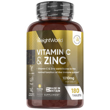 Vitamintabletter i glasflaske med Vitamin C & Zink, 180 tabletter