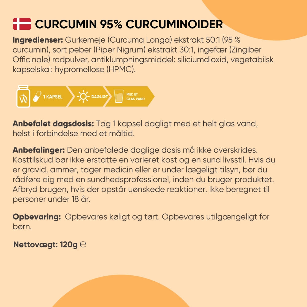 Curcumin + Ingefær Kapsler 500 mg