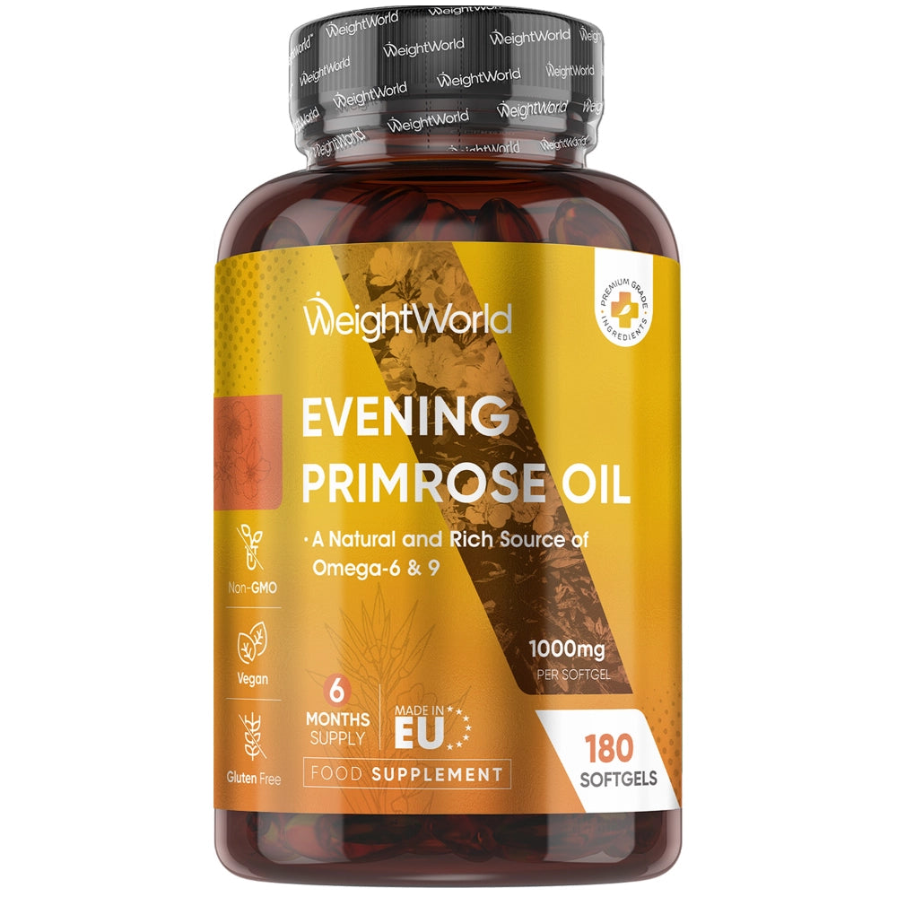 Kæmpenatlysolie flaske med evening primrose oil 1000 mg bløde kapsler (180)