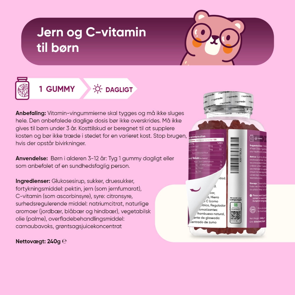 Jern + C-vitamin-vingummier til børn