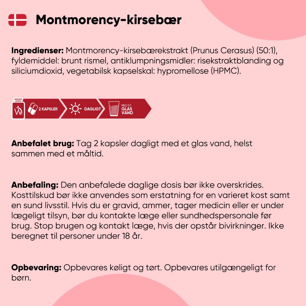 Ingredienser og anbefalinger til surkirsebær kapsler, WeightWorld