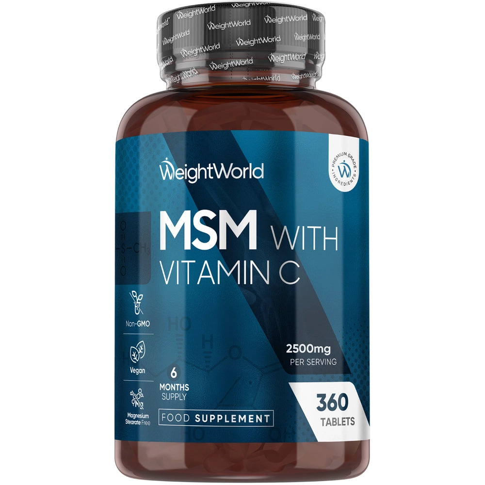 WeightWorld kosttilskudsflaske med MSM og C-vitamin, 360 tabletter