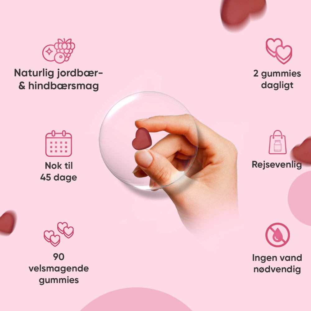 WeightWorld multivitamin- og mineralvingummier til kvinder, hånd holder hjerteformet gummy