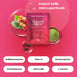 Slankekaffe-sachet med ingredienssymboler: kaffe, grøn te, guarana, L-karnitin
