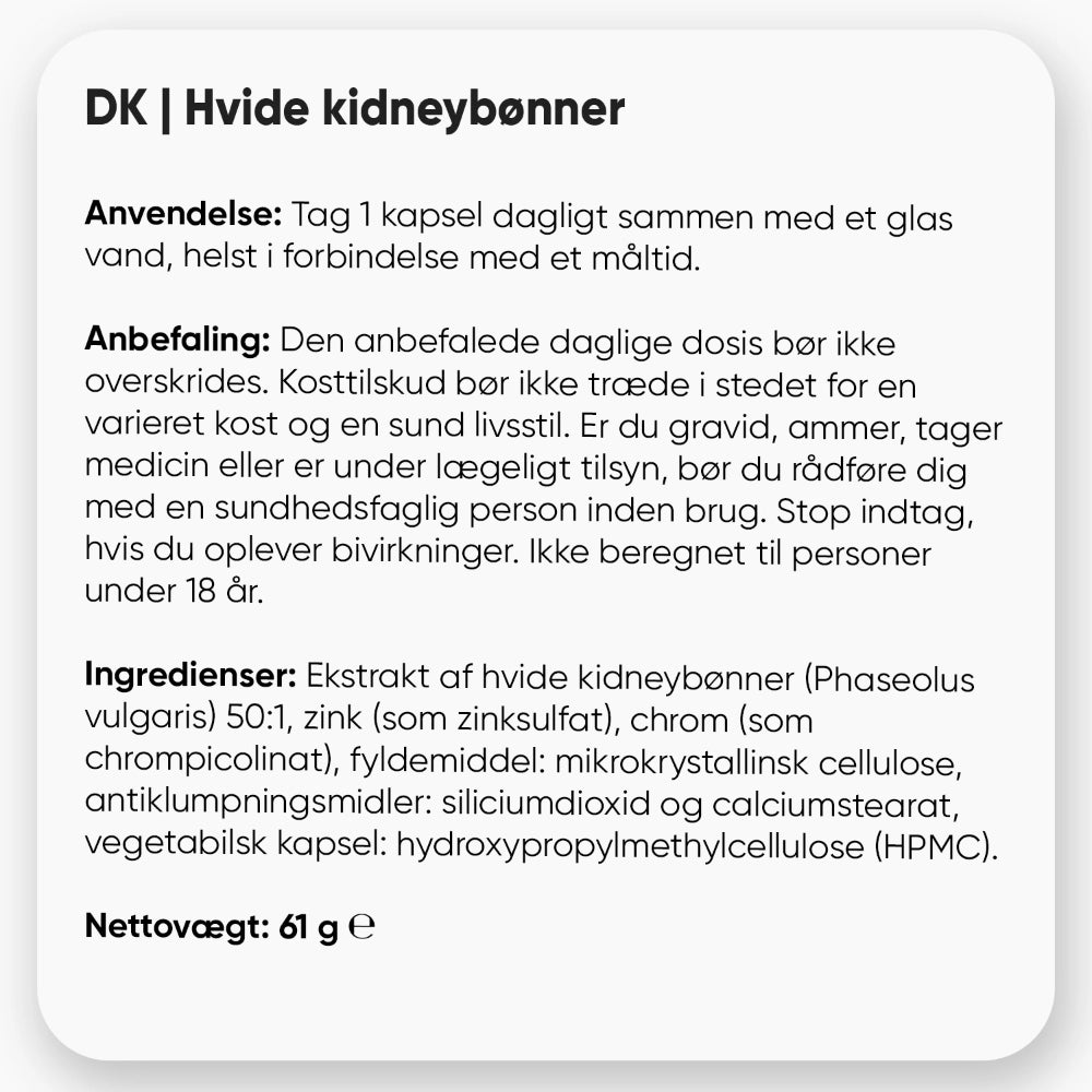 Hvid kidneybønneekstrakt 5000 mg