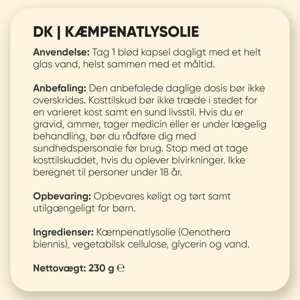 Kæmpenatlysolie-kapsler 1000 mg