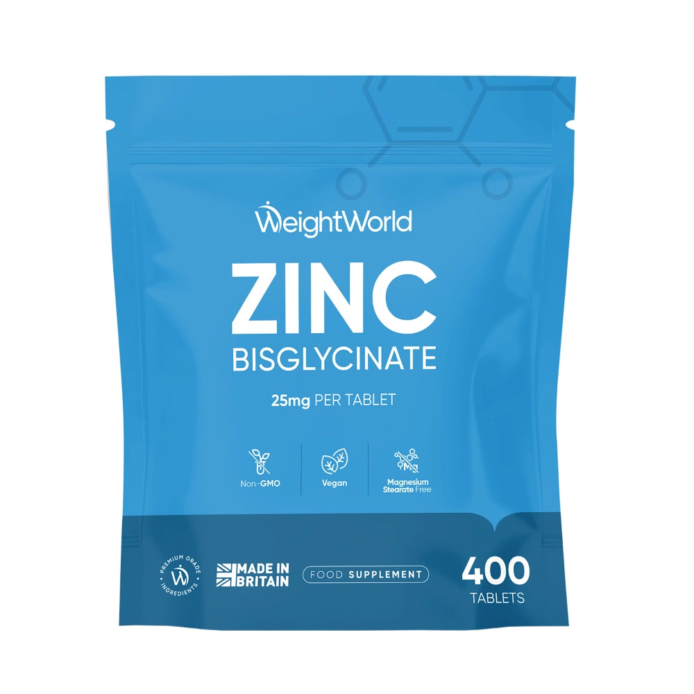 Zink-bisglycinat kosttilskud i blå pose, 400 tabletter